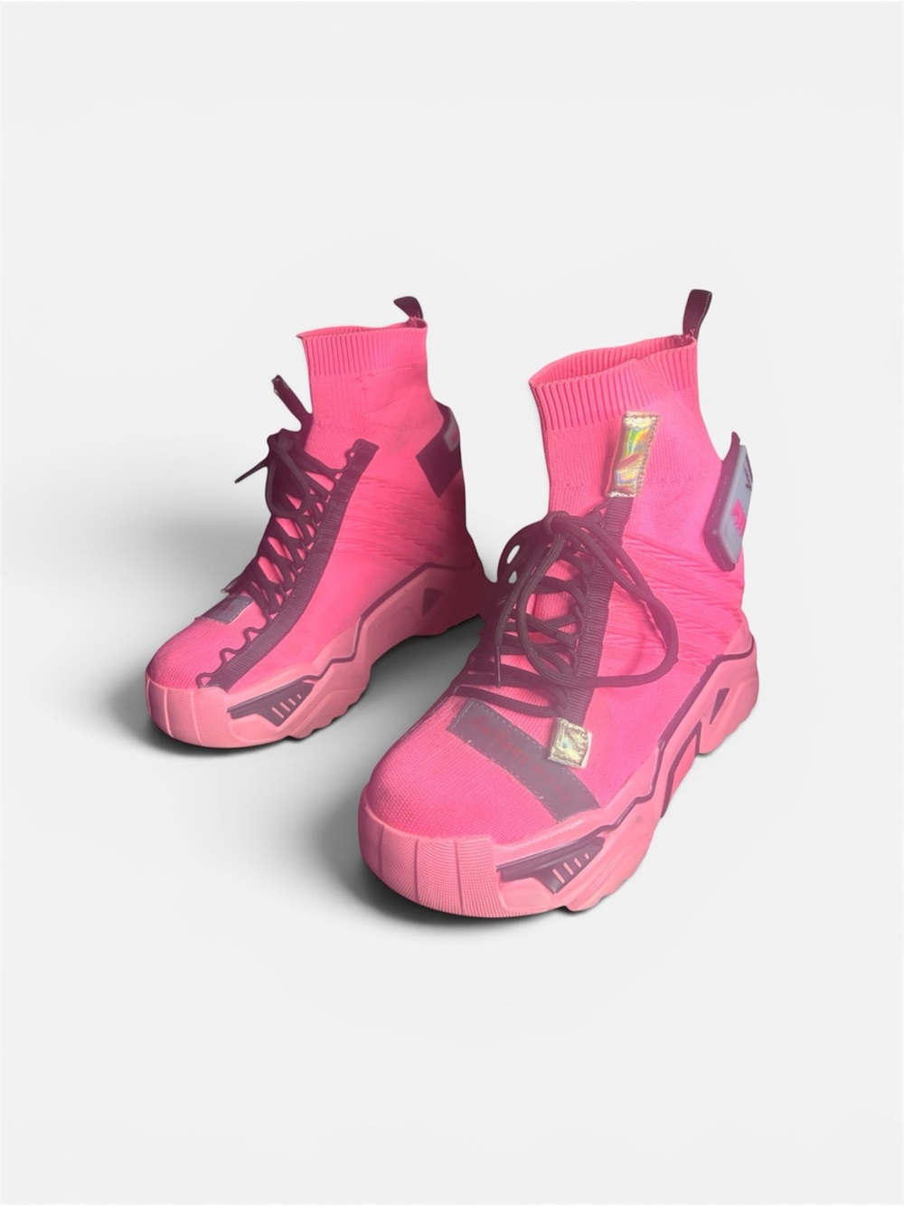 Women's Pink High-Top Sock Sneakers